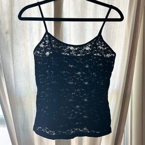 Jockey Black Sheer Floral Lace Cami, Y2K Streetwear Romantic Grunge Whimsygoth